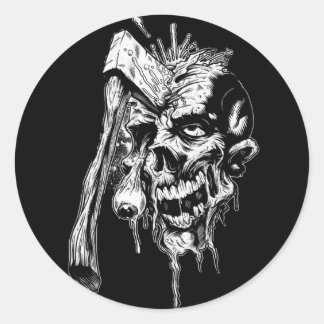 Pegatina Redonda Cráneo Hammered