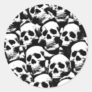 Pegatina Redonda cráneo humano espeluznante patrón horror arte góti