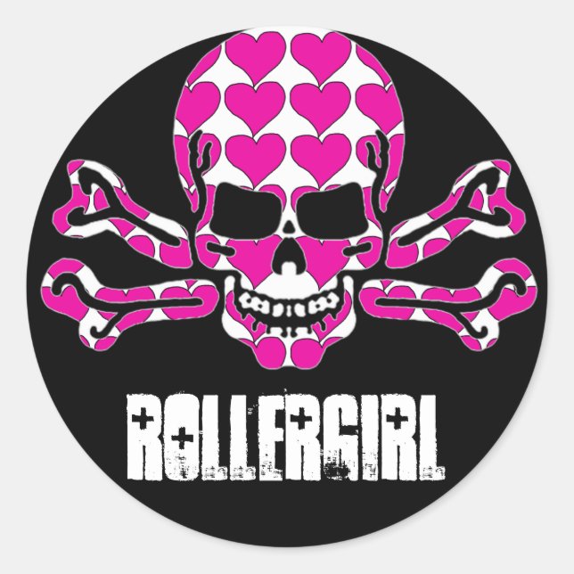 Pegatina Redonda cráneo lleno de corazón (Anverso)