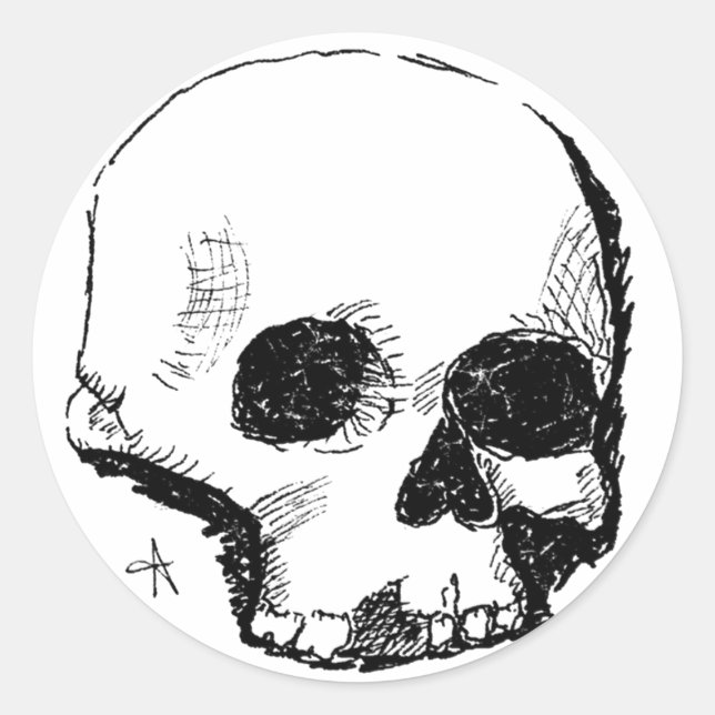 Pegatina Redonda cráneo parlanchín (Anverso)