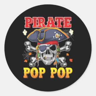 Pegatina Redonda Cráneo pirata de pop-pop cruza el disfraz de Hallo
