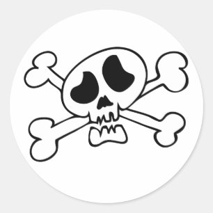 Pegatina Redonda Cráneo principal del dibujo animado