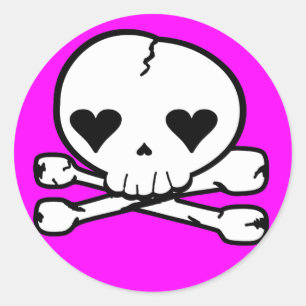 Pegatina Redonda Cráneo raro estilo goth kawaii