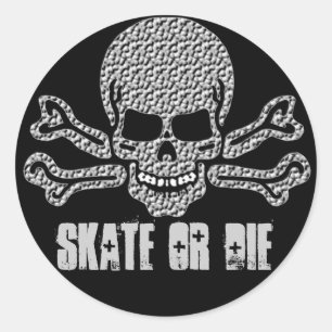 Pegatina Redonda cráneo texturizado y bandera pirata