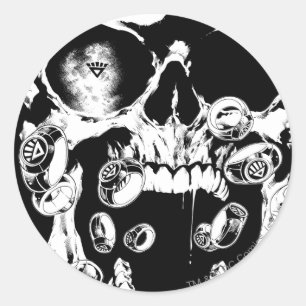Pegatina Redonda Cráneo y anillos