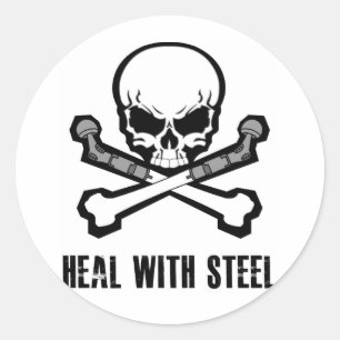 Pegatina Redonda Cráneo y bandera pirata