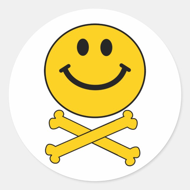 Pegatina Redonda cráneo y bandera pirata (Anverso)