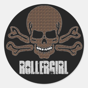 Pegatina Redonda cráneo y bandera pirata del estampado leopardo