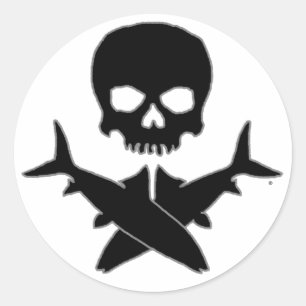 Pegatina Redonda Cráneo y bandera pirata por Patternwear©