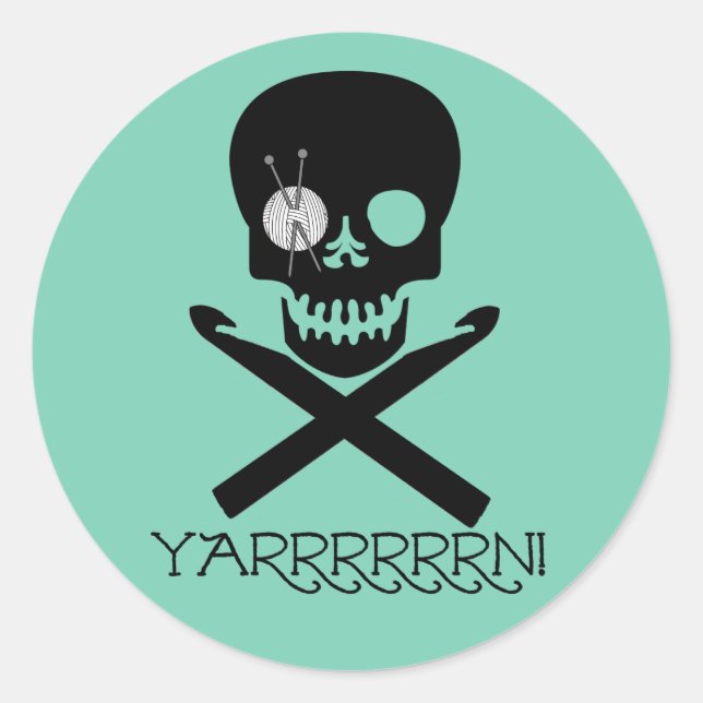 Pegatina Redonda Cráneo y ganchos (Anverso)