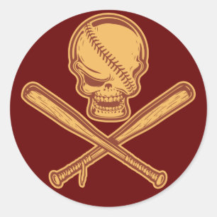 Pegatina Redonda Cráneo y palos cruzados 513
