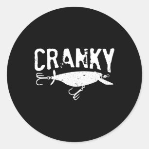 Pegatina Redonda Cranky Divertido - Cebo de Pesca Crankbait Humor P
