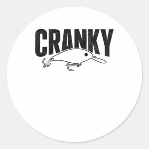Pegatina Redonda Cranky Divertido - Crankit Señuelo de Pesca Humor