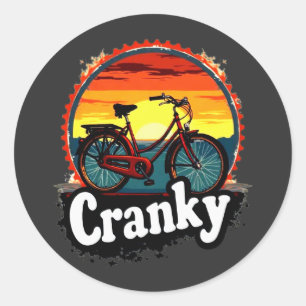 Pegatina Redonda Cranky Sunset Bicycle Tee - Energiza tu viaje