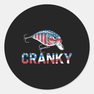 Pegatina Redonda Cranky Usa Crankit Pesca Día del Padre