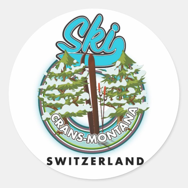Pegatina Redonda Crans-Montana (Anverso)
