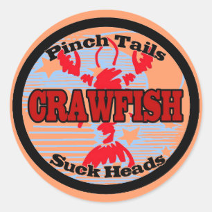 Pegatina Redonda ¡Craw Dat! Fleur de Lis, Crawfish , Craw Dat