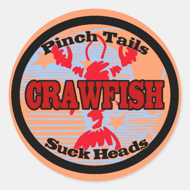 Pegatina Redonda ¡Craw Dat! Fleur de Lis, Crawfish , Craw Dat (Anverso)