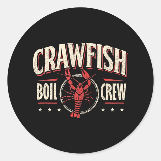 Pegatina Redonda Crawfish Boil Crew Cajun Season Lover Fiesta Funny (Anverso)