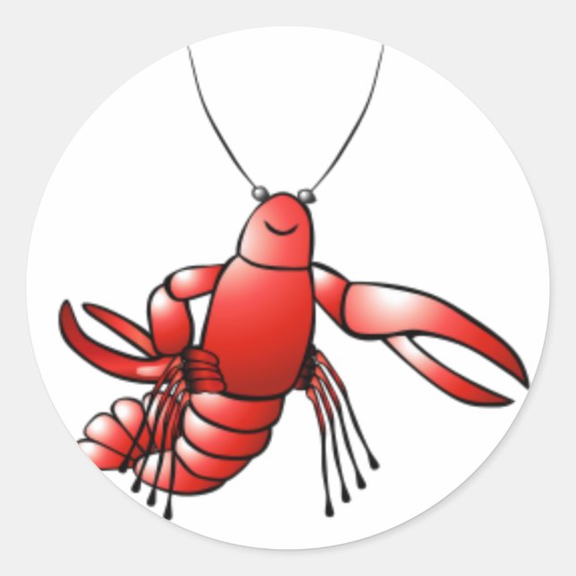 Pegatina Redonda Crawfish Lobster divertido (Anverso)