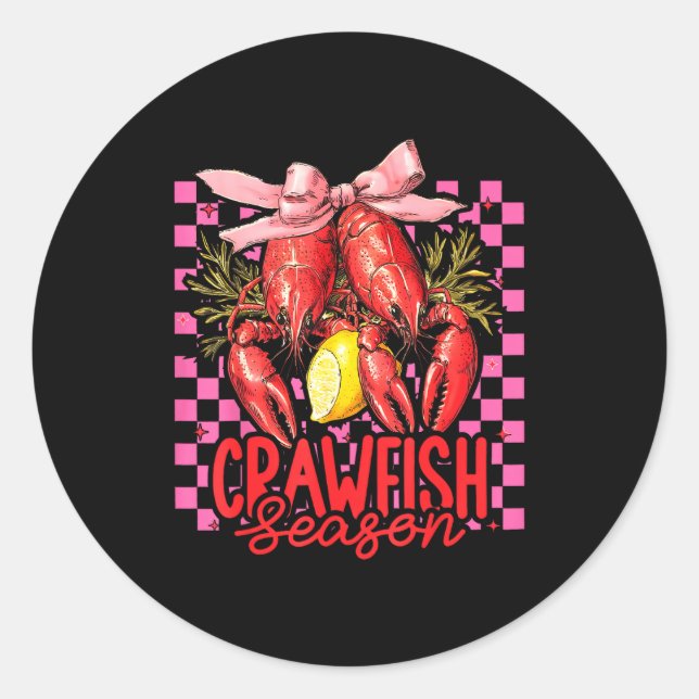 Pegatina Redonda Crawfish Season Crawfish Boil Lobster Cajun Men Wo (Anverso)