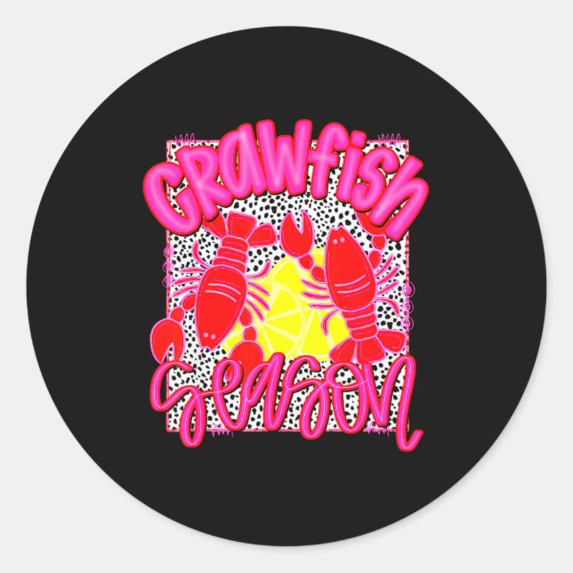 Pegatina Redonda Crawfish Season Funny Tee For Men Women Kids  (Anverso)