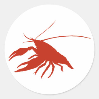 Pegatina Redonda crawfish's silhouette (Red)