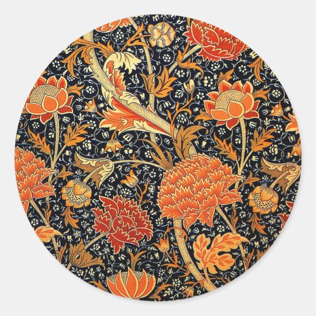 Pegatina Redonda Cray de William Morris (Anverso)