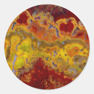 Pegatina Redonda Crayloa jasper rojo y amarillo