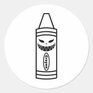 Pegatina Redonda Crayon Scary Box Halloween Sencillo Costume Pareja