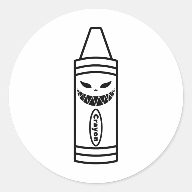 Pegatina Redonda Crayon Scary Box Halloween Sencillo Costume Pareja (Anverso)