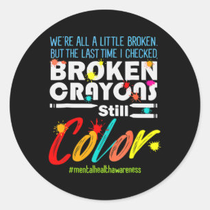 Pegatina Redonda Crayones aún colorean el soporte de la concienciac