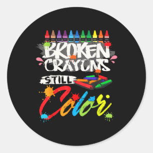 Pegatina Redonda Crayones rotos aún color Shirt Mental Health Awa