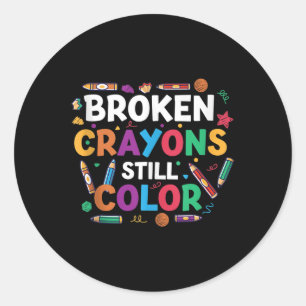 Pegatina Redonda Crayones rotos aún color Shirt Mental Health Awa