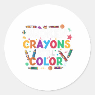 Pegatina Redonda Crayones rotos aún color Shirt Mental Health Awa