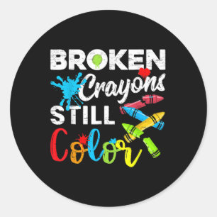 Pegatina Redonda Crayones rotos aún color Shirt Mental Health Awa