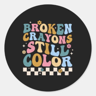 Pegatina Redonda Crayones todavía colorean la emoción de la concien