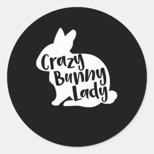 Pegatina Redonda Crazy Bunny Lady - Conejo Fundido Lover