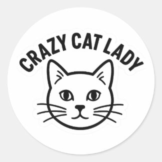 Pegatina Redonda Crazy Cat Lady Sticker – Bold & Whiskered Attitude