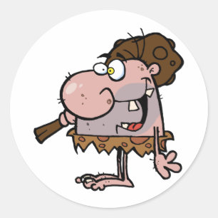 Pegatina Redonda Crazy Caveman