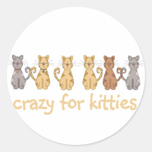 Pegatina Redonda Crazy Para Kitties, camisetas y regalos