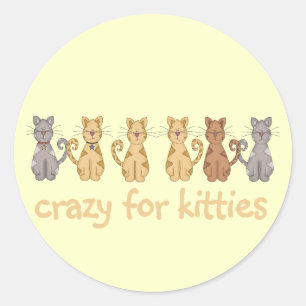 Pegatina Redonda Crazy Para Kitties, camisetas y regalos