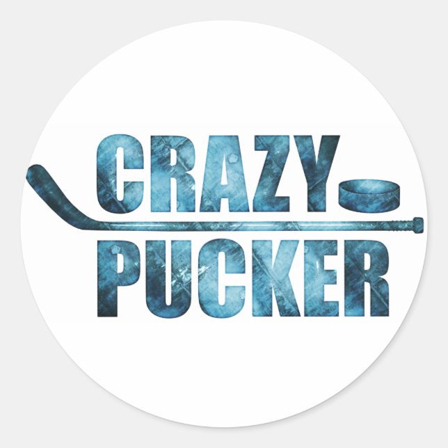 Pegatina Redonda Crazy Pucker (hockey) (Anverso)