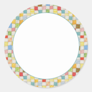 Pegatina Redonda CRAZY QUILT 1.5" Pegatinas de Round Matte