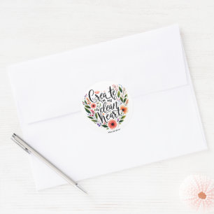 Pegatina Redonda Crea en Mí un Corazón limpio floral