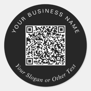 Pegatina Redonda Crea tu código QR promocional negro