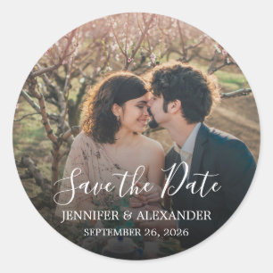 Pegatina Redonda Crea tu propia boda de foto de Save the Date