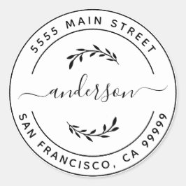 Pegatina Redonda Crea tu propia dirección de devolución clásica red