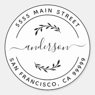 Pegatina Redonda Crea tu propia dirección de devolución clásica red