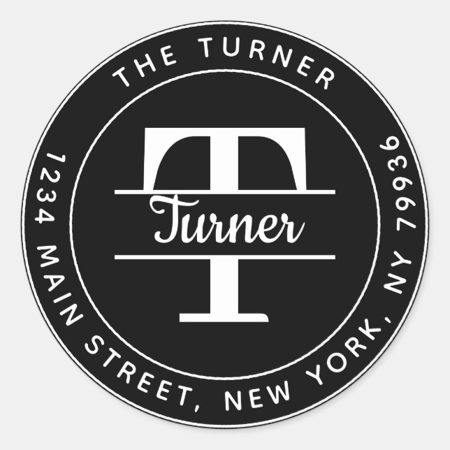 Pegatina Redonda Crea tu propia dirección de devolución con monogra (Anverso)